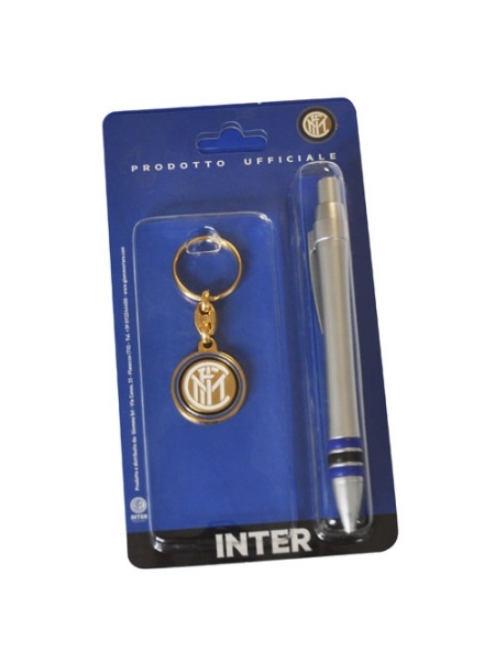 Set penna e portachiavi con logo ufficiale Inter in blister